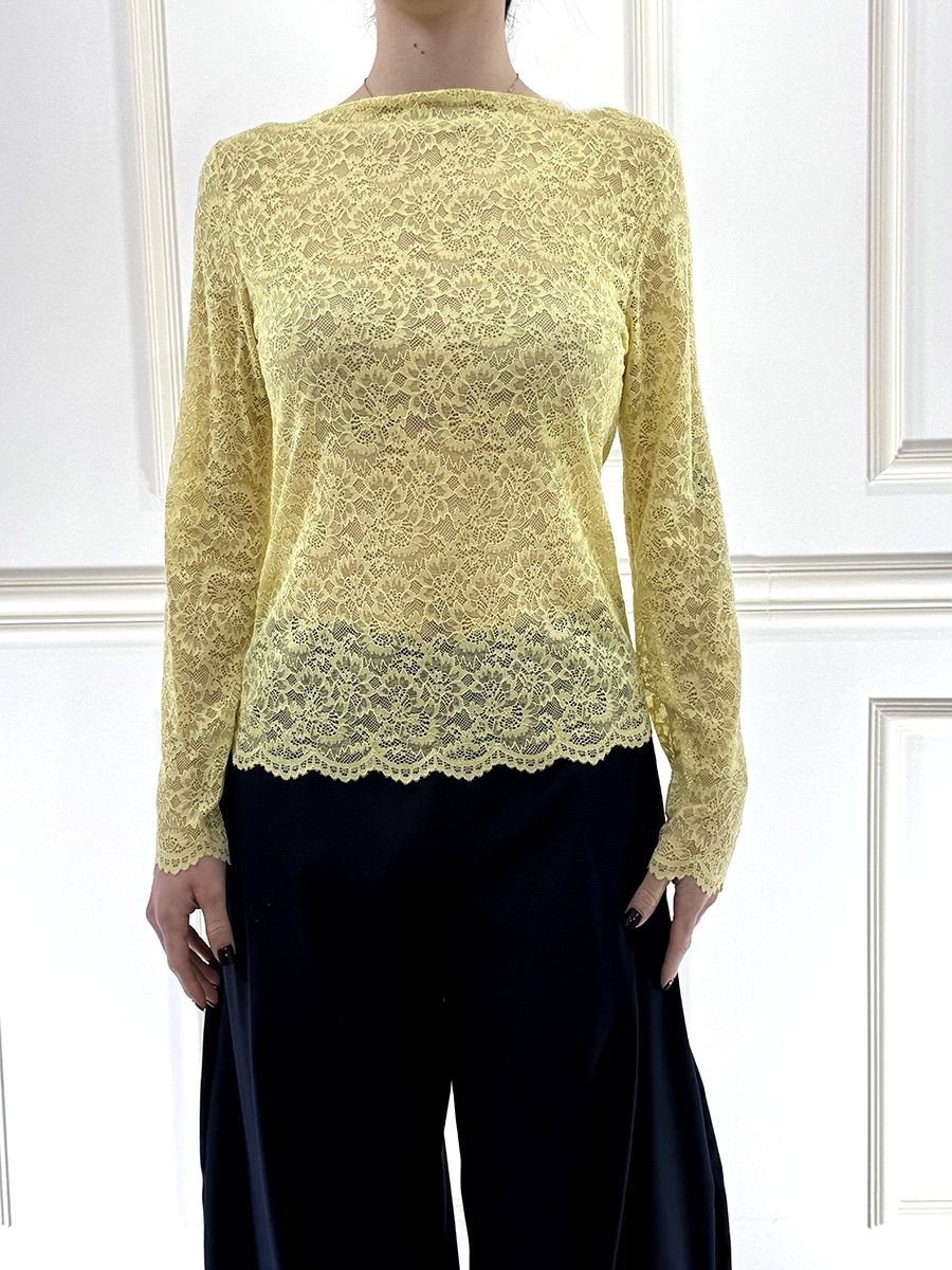 MAGLIA SCOLLO BARCA IN  PIZZO ART. C305 - SUSY MIX - GIALLO