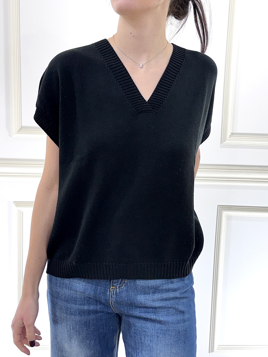GILET IN MAGLIA ART. 61130 - SUSY MIX - NERO