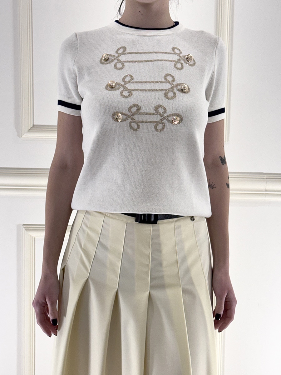 MAGLIA BOTTONI DORATI ART. P6HMJ11A418 - MOTEL - PANNA