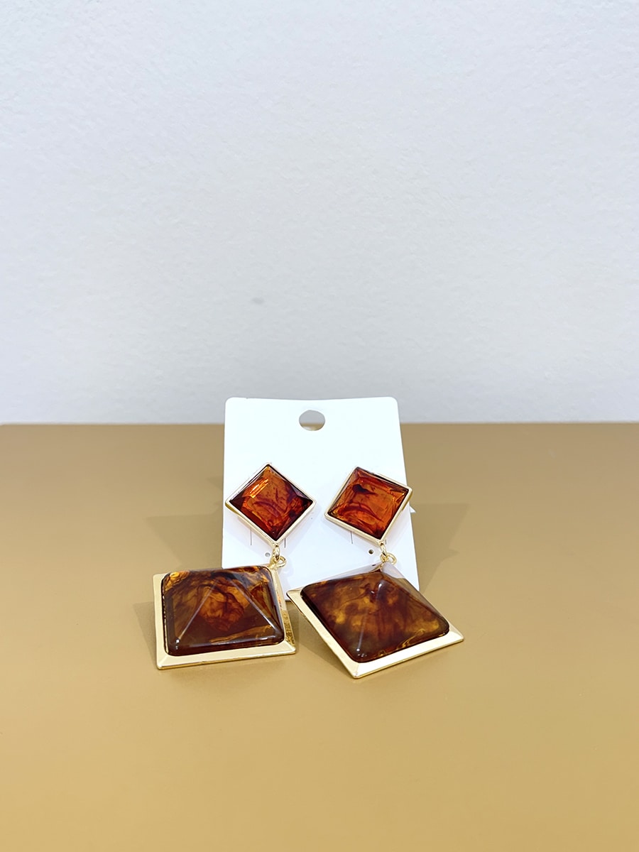 ORECCHINI PENDENTI DESIGN GEOMETRICO ART. 4337 - AMBRA