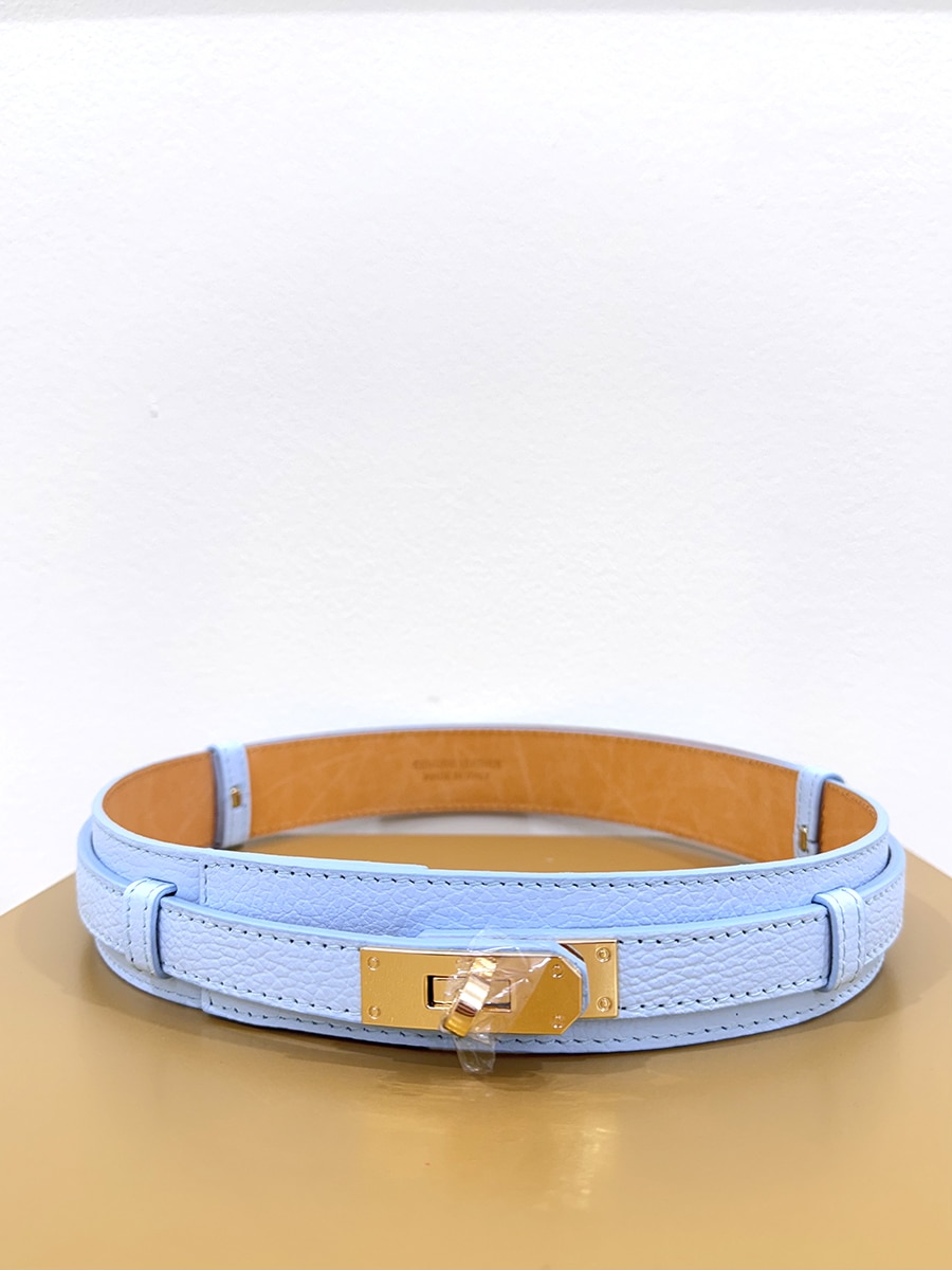 CINTURA IN PELLE DESIGN MINIMAL GRANDE ART. 4888 - CELESTE