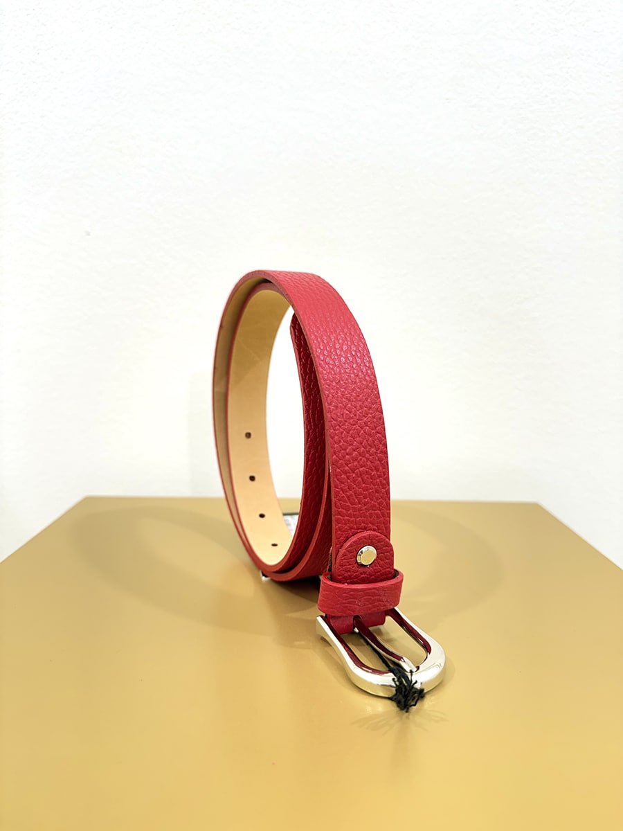 CINTURA IN PELLE CON FIBBIA ARGENTO ART. 4889 - ROSSO