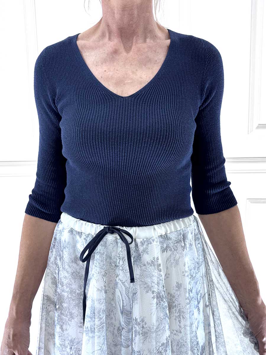 MAGLIA COSTINE SCOLLO V ART. 4439-PE26 - TENSIONE IN - Blu