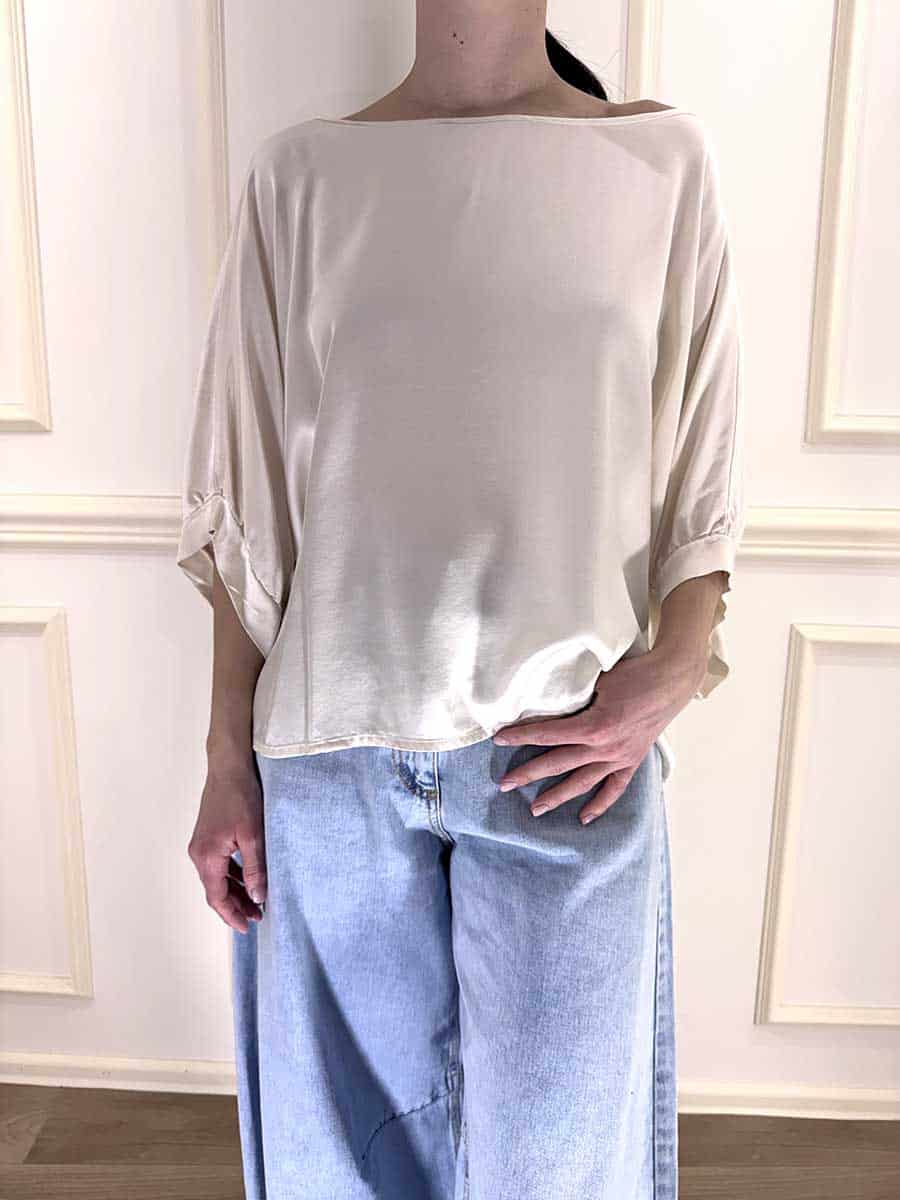 BLUSA SATIN EFFETTO SETA ART. G146B22R - BURRO, M