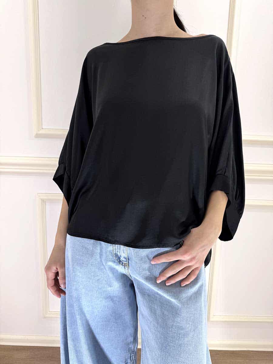 BLUSA SATIN EFFETTO SETA ART. G146B22R - NERO, M