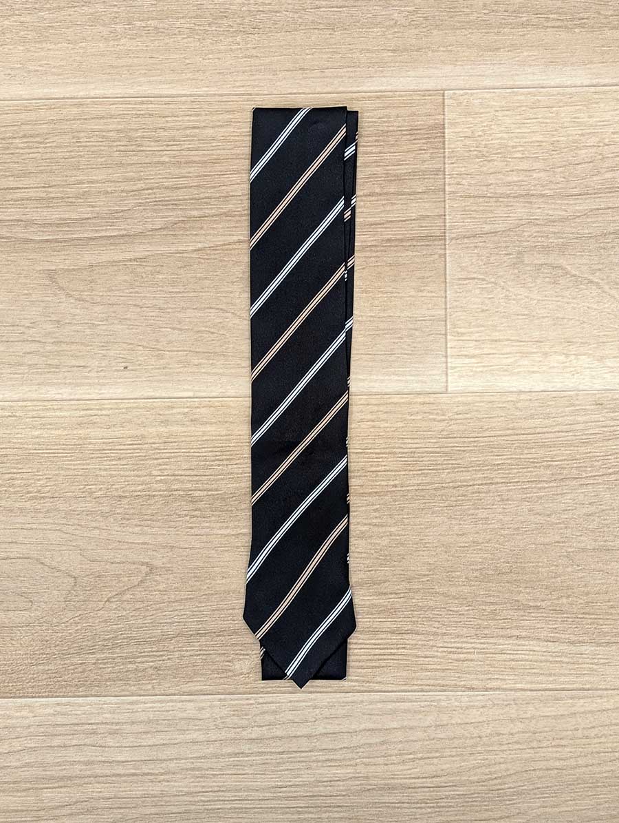 CRAVATTE FANTASIA ART. 2003 - REGIMENTAL NERO E CAMEL