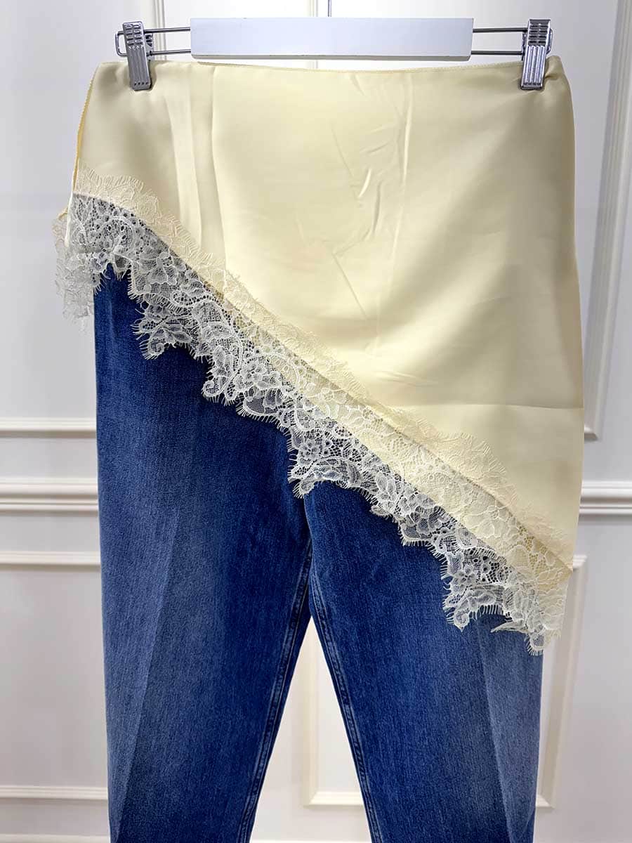 BANDANA IN RASO CON PIZZO ART. 5236 - GIALLO