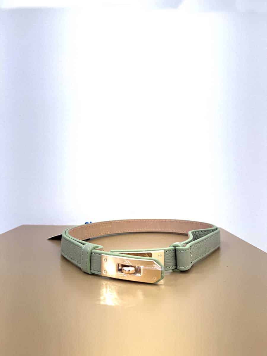 CINTURA REGOLABILE CON CHIUSURA DORATA PICCOLA ART. 4887 - verde oliva