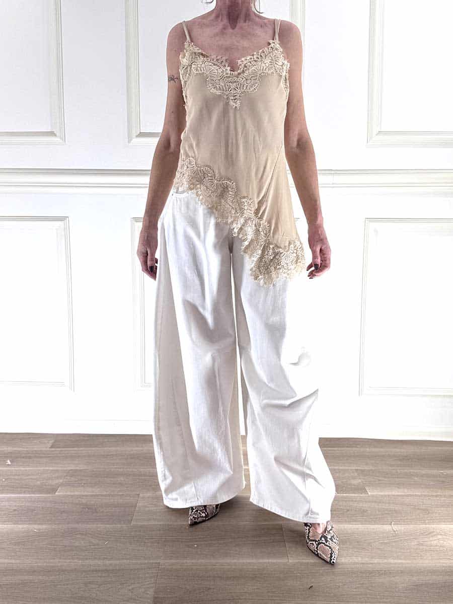 TOP IN PIZZO ASIMMETRICO ART. S26T482  - TENSIONE IN