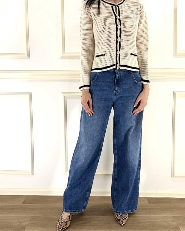 CARDIGAN PROFILI IN CONTRASTO ART. 26223 - SUSY MIX