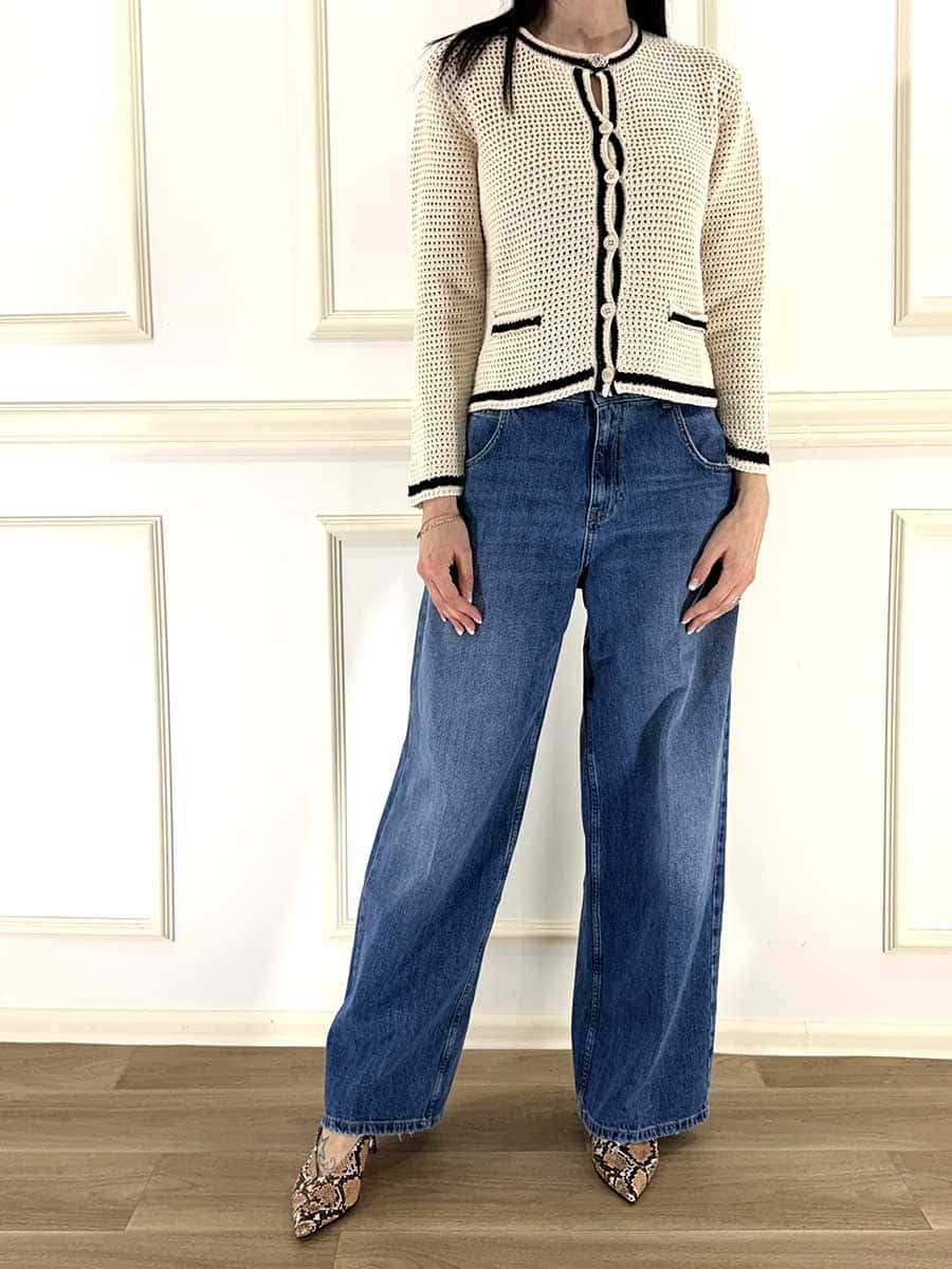 CARDIGAN PROFILI IN CONTRASTO ART. 26223 - SUSY MIX