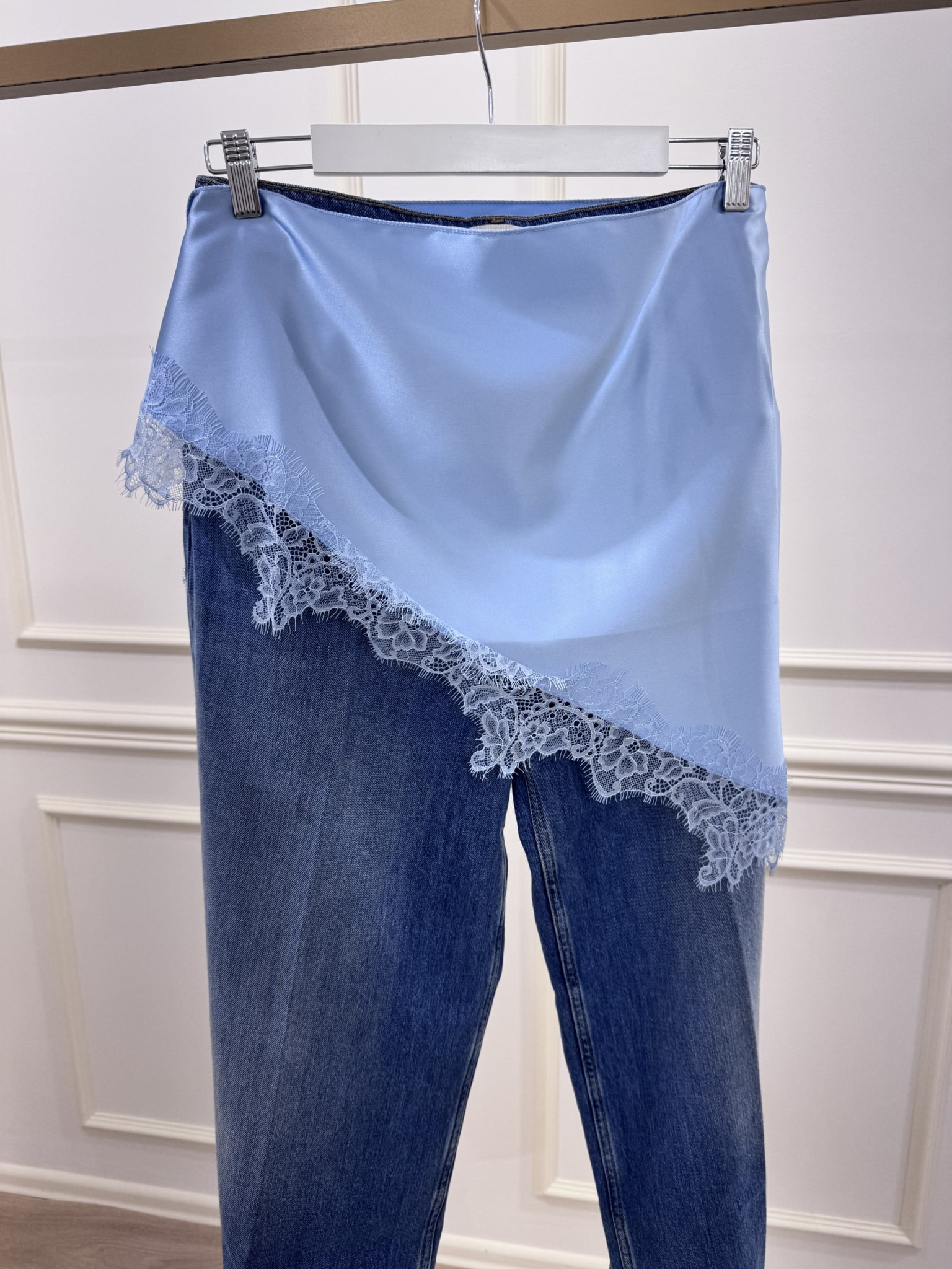 BANDANA IN RASO CON PIZZO ART. 5236 - AZZURRO