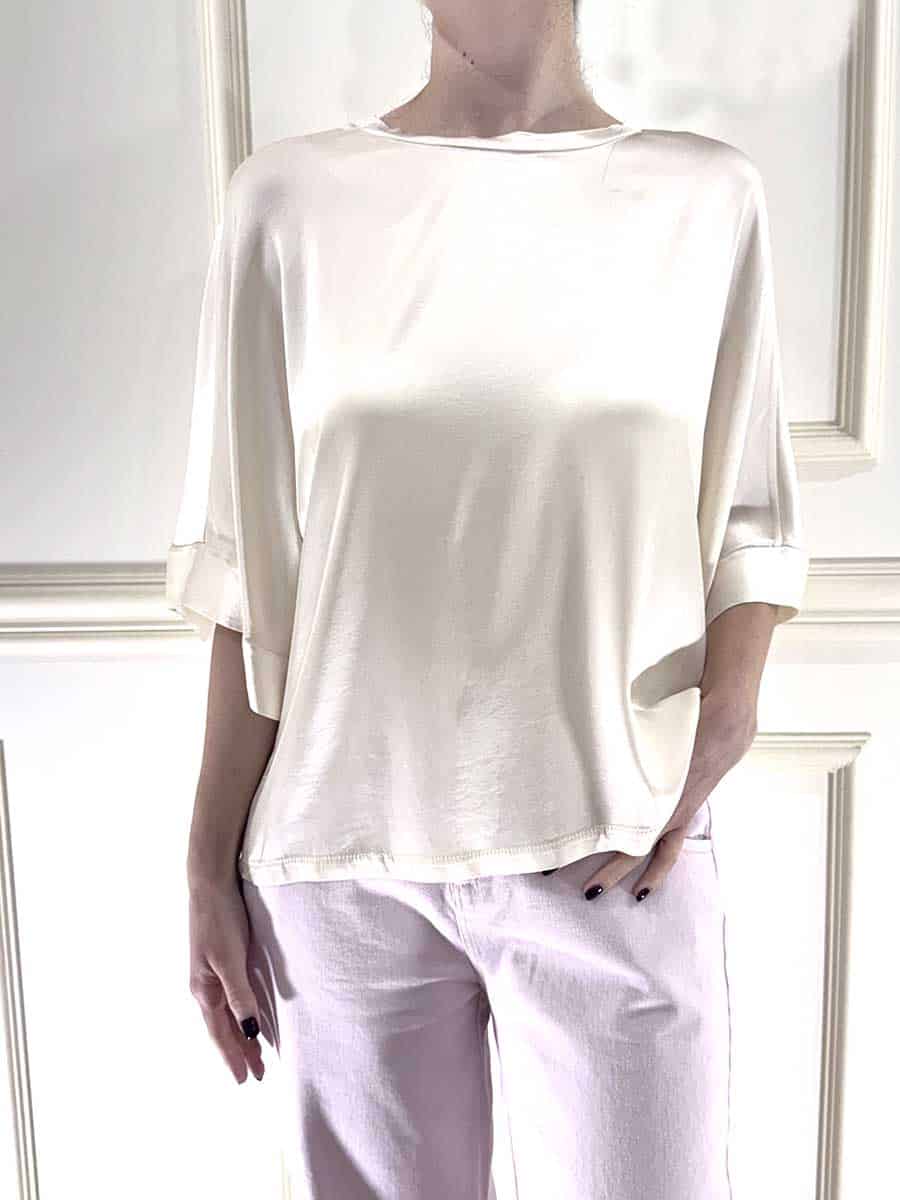 BLUSA IN SATIN MANICA SCESA ART. D374B97Q/ PE26PR - MOTEL - BURRO