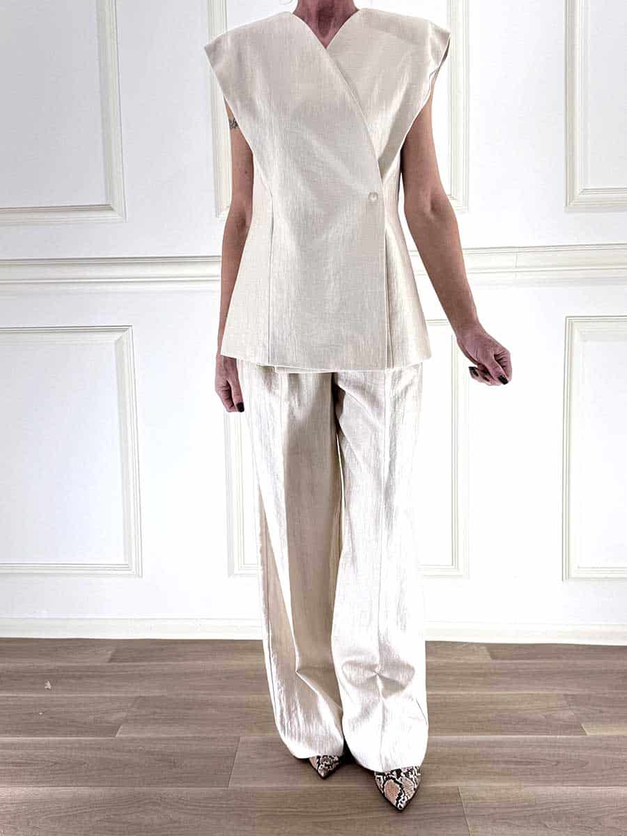 PANTALONE PALAZZO CON PENCES ART. P845A198 - DIXIE - XS