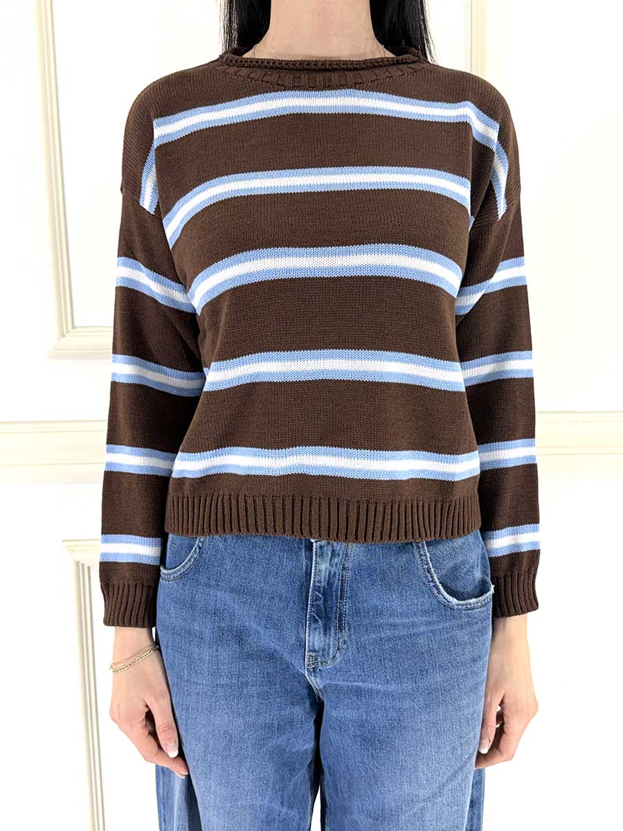 MAGLIA RIGHE ART. 26177PL - MOTEL - MORO