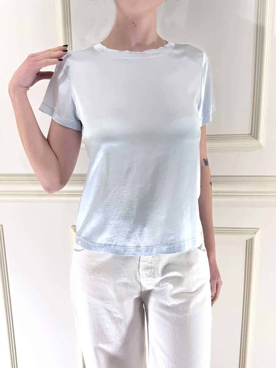 T-SHIRT IN SATIN ART. C821B97Q/PE26PR - MOTEL - AZZURRO, S