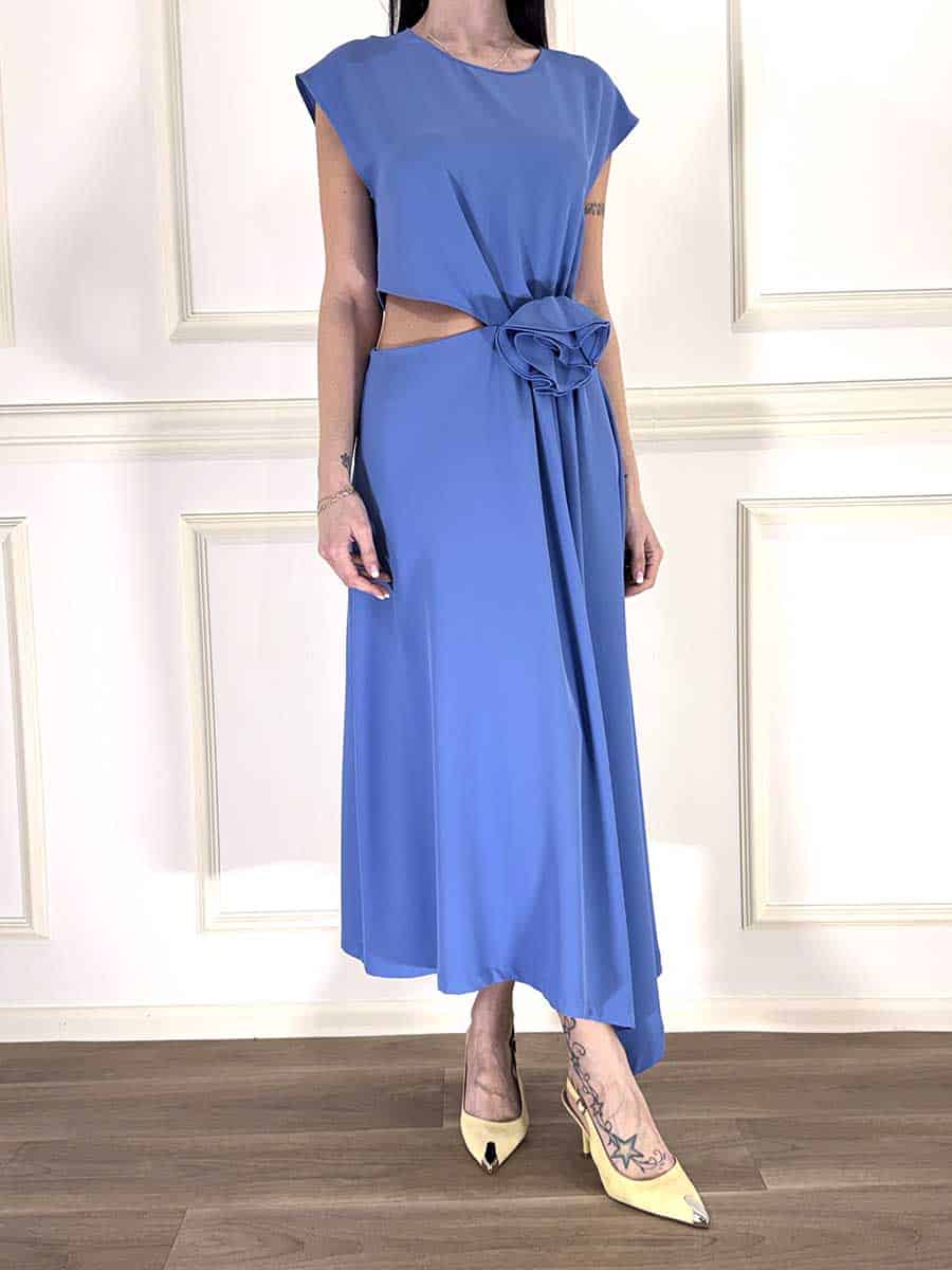 ABITO MIDI SENZA MANICHE CON CUT OUT E FIORE  ART. AFZXLHX - IMPERIAL