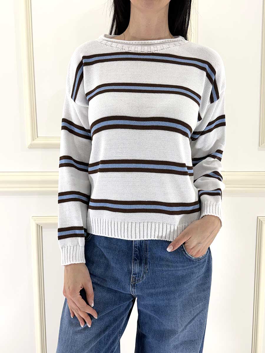 MAGLIA RIGHE ART. 26177PL - MOTEL - BIANCO