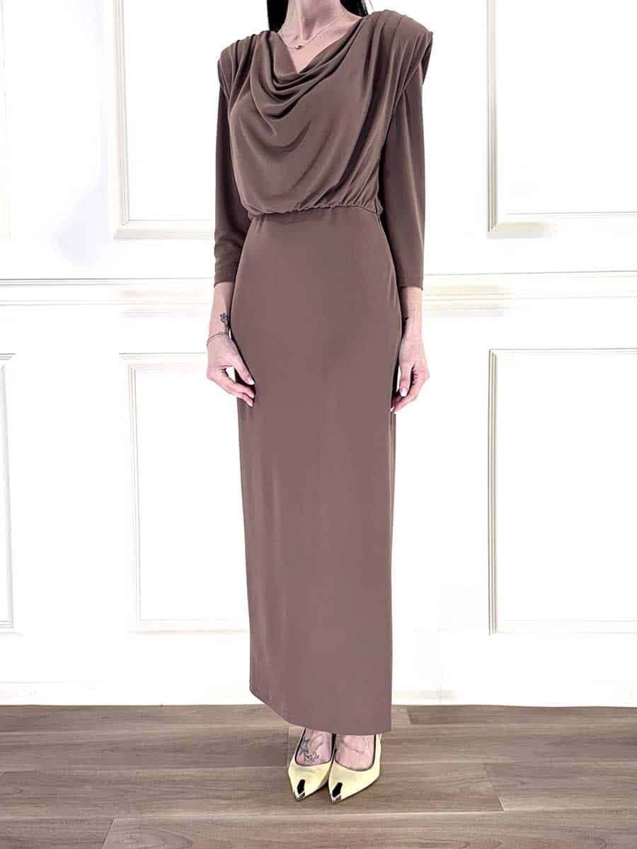 ABITO LUNGO SCOLLO ASIMMETRICO MANICA A TRE QUARTI ART. AFDPLJQ-IMPERIAL