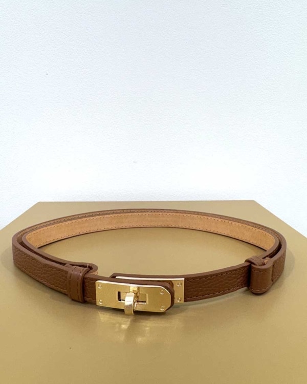 CINTURA REGOLABILE CON CHIUSURA DORATA PICCOLA ART. 4887 - CUOIO