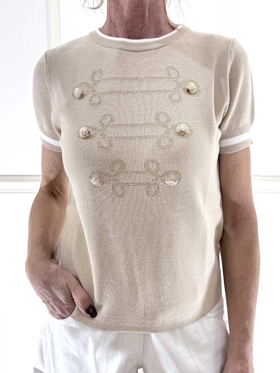 MAGLIA BOTTONI DORATI ART. P6HMJ11A418 - MOTEL - BEIGE