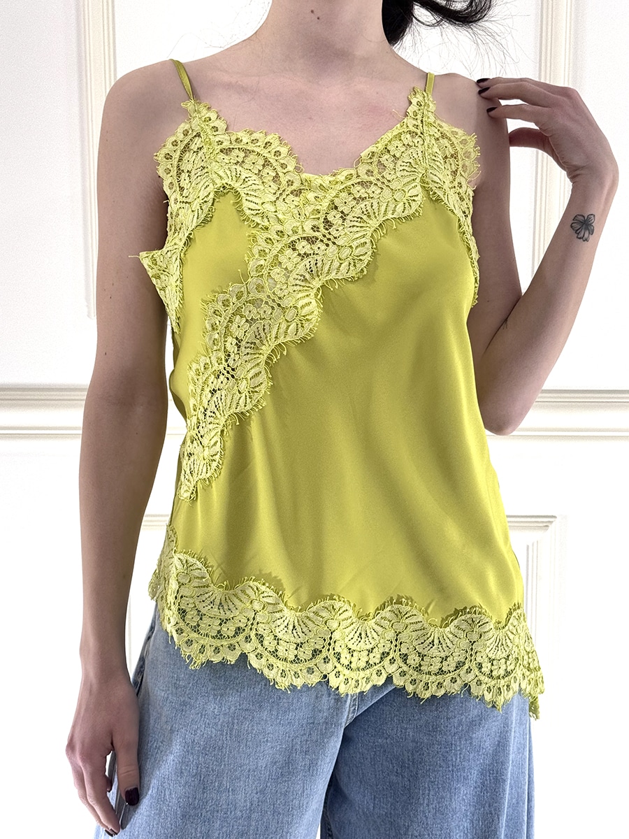 TOP IN RASO CON PIZZO ART. R262A038- DIXIE