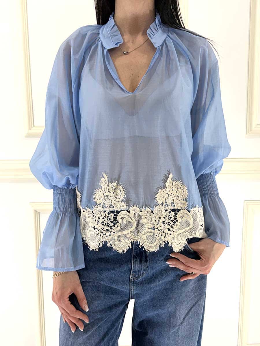 BLUSA PIZZO ART. 33086 - SUSY MIX - CELESTE, M