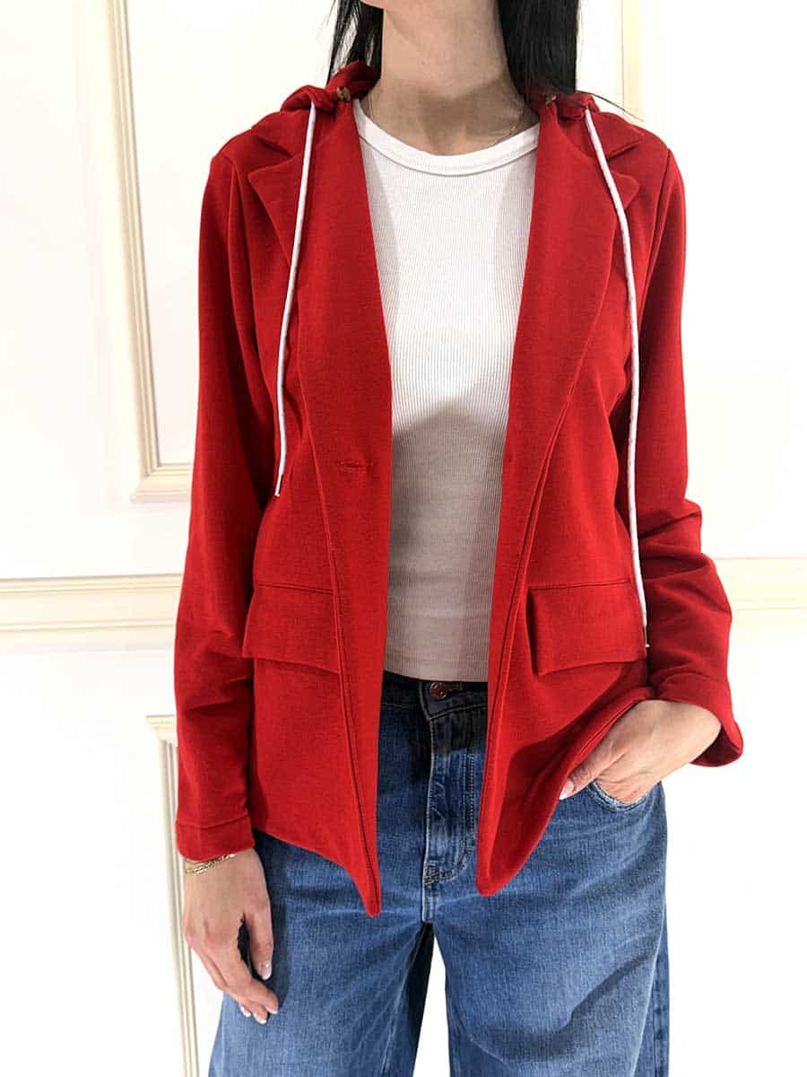 GIACCA IN FELPA CON CAPPUCCIO ART. S26M541 -SUSY MIX - ROSSO, S