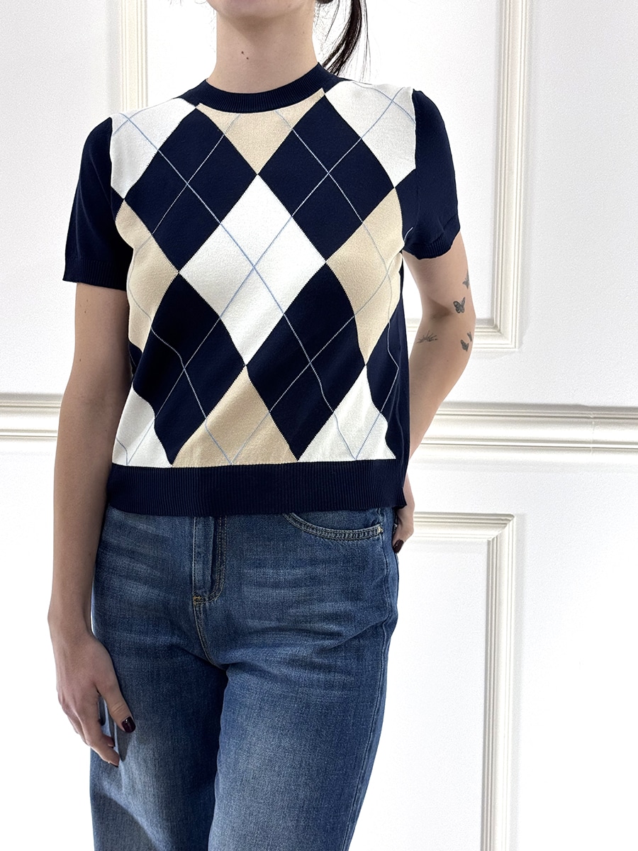 MAGLIA MEZZA MANICA ROMBI ART. P6HMJ04A418 - MOTEL - BEIGE