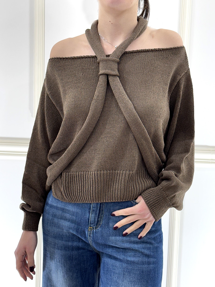 MAGLIA CUT OUT ART. D75639 - TENSIONE IN - MORO