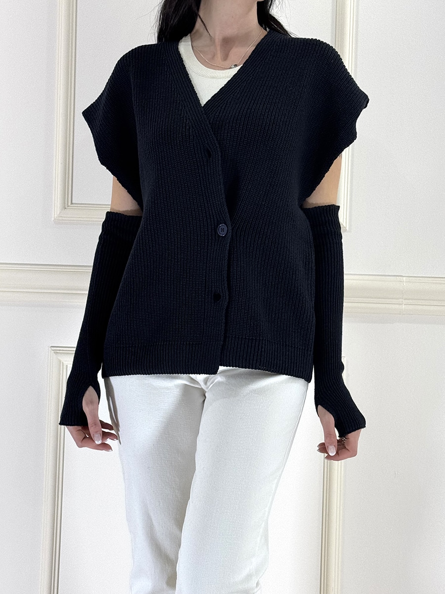 CARDIGAN CON MANICOTTI ART. P6HMG16A414 - BLU NAVY