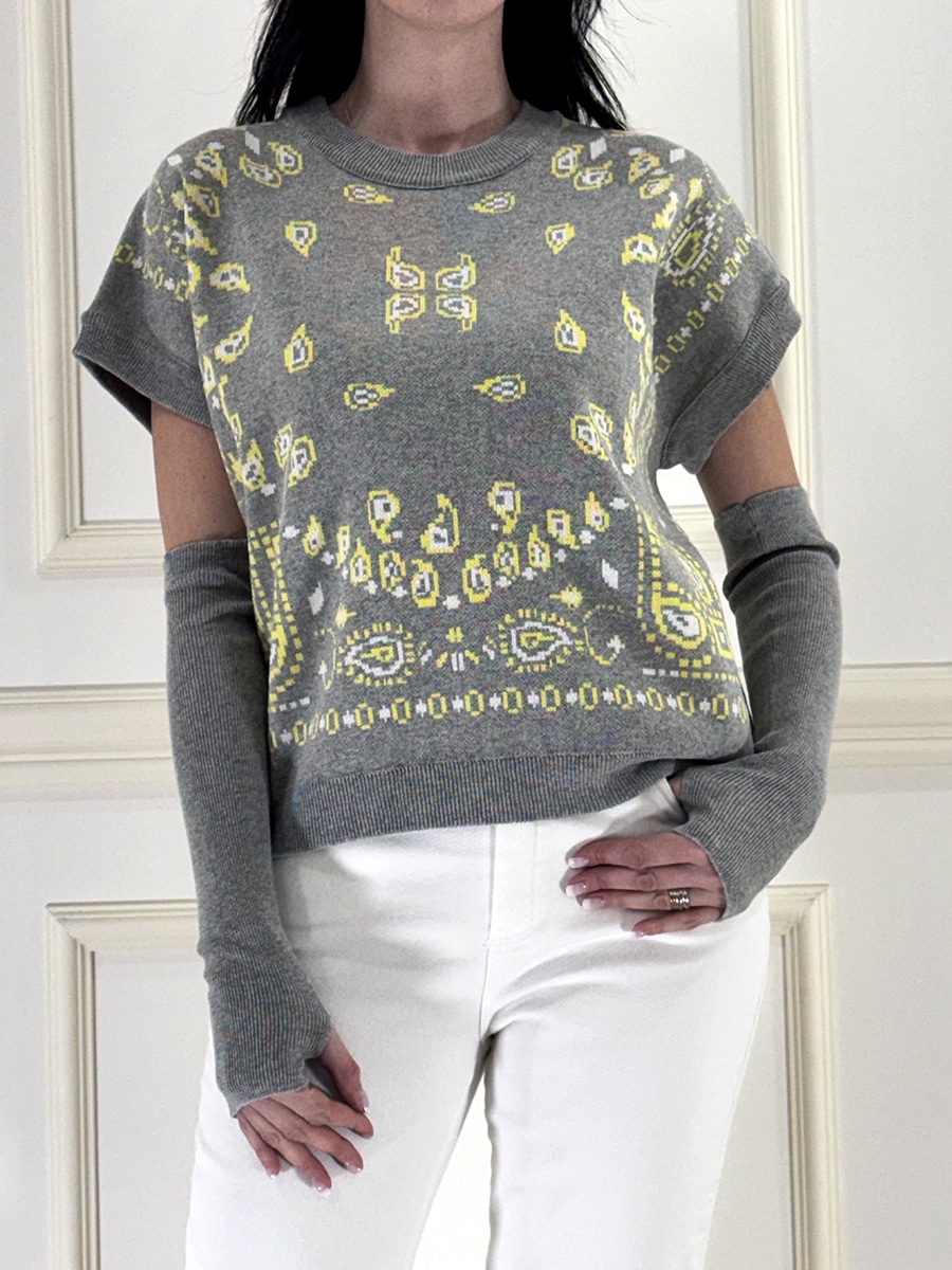 MAGLIA FANTASIA BANDANA CON MANICOTTI ART. 26P261 - MOTEL - GRIGIO