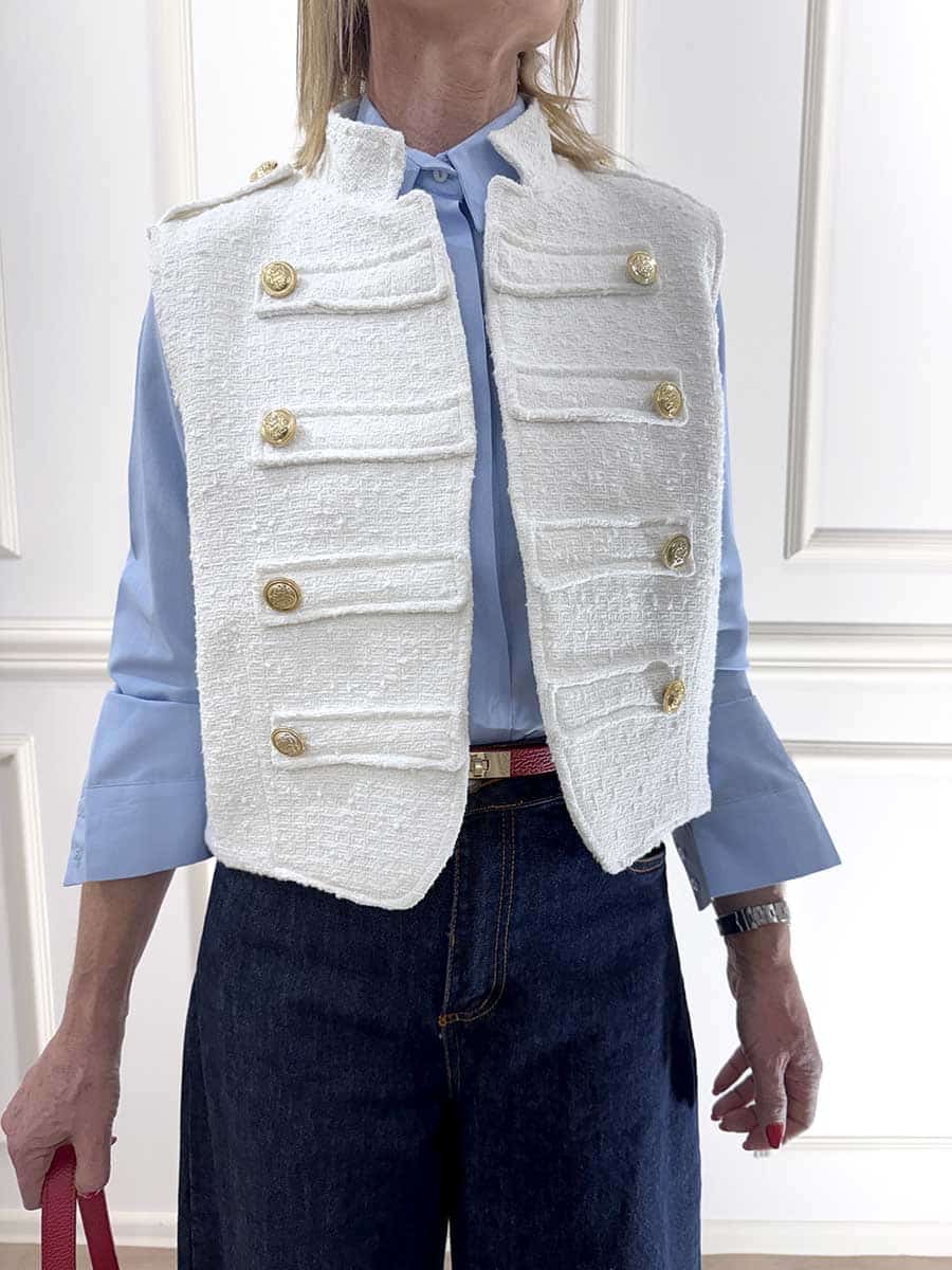 GILET CON BOTTONI  ART. 26D4557  - MOTEL - S, BIANCO
