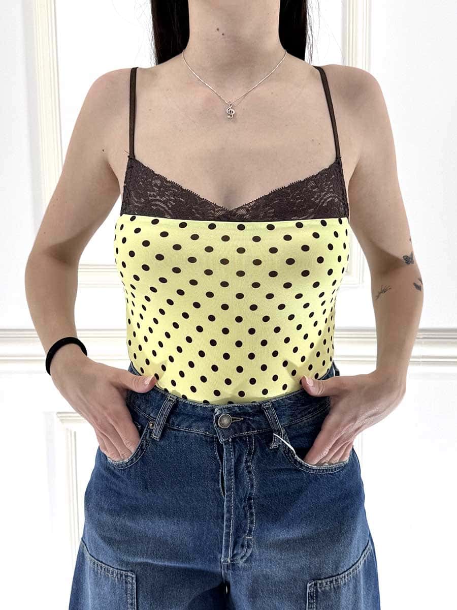 BODY POIS CON PIZZO CIOCCOLATO ART. SH003955 - GIALLO, S