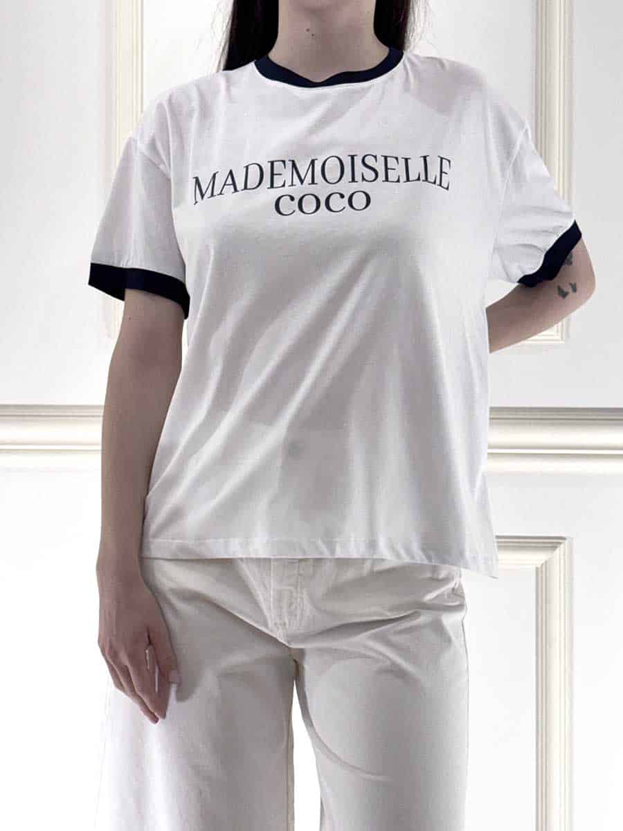 T-SHIRT CON SCRITTA ART. 26M4747 - TENSIONE IN - BIANCO/BLU