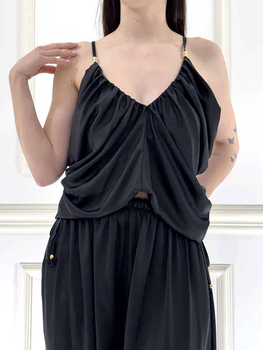 TOP DRAPPEGGIO ART. 28T070PE26N - SUSY MIX - NERO, S