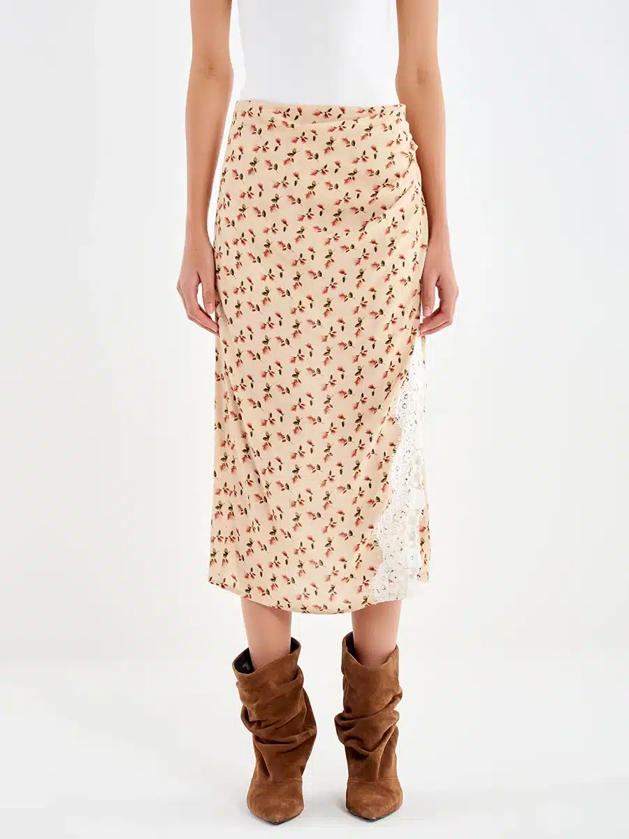 GONNA MIDI IN RASO CON PIZZO ART. TAB0137 - VICOLO