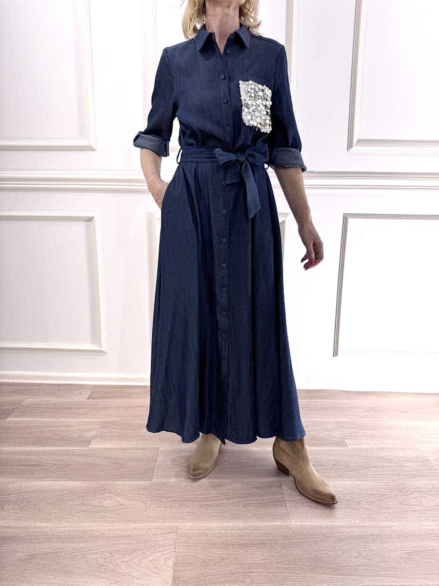 ABITO IN CHAMBRAY CON STRASS ART. S26AE00 - MOTEL - S