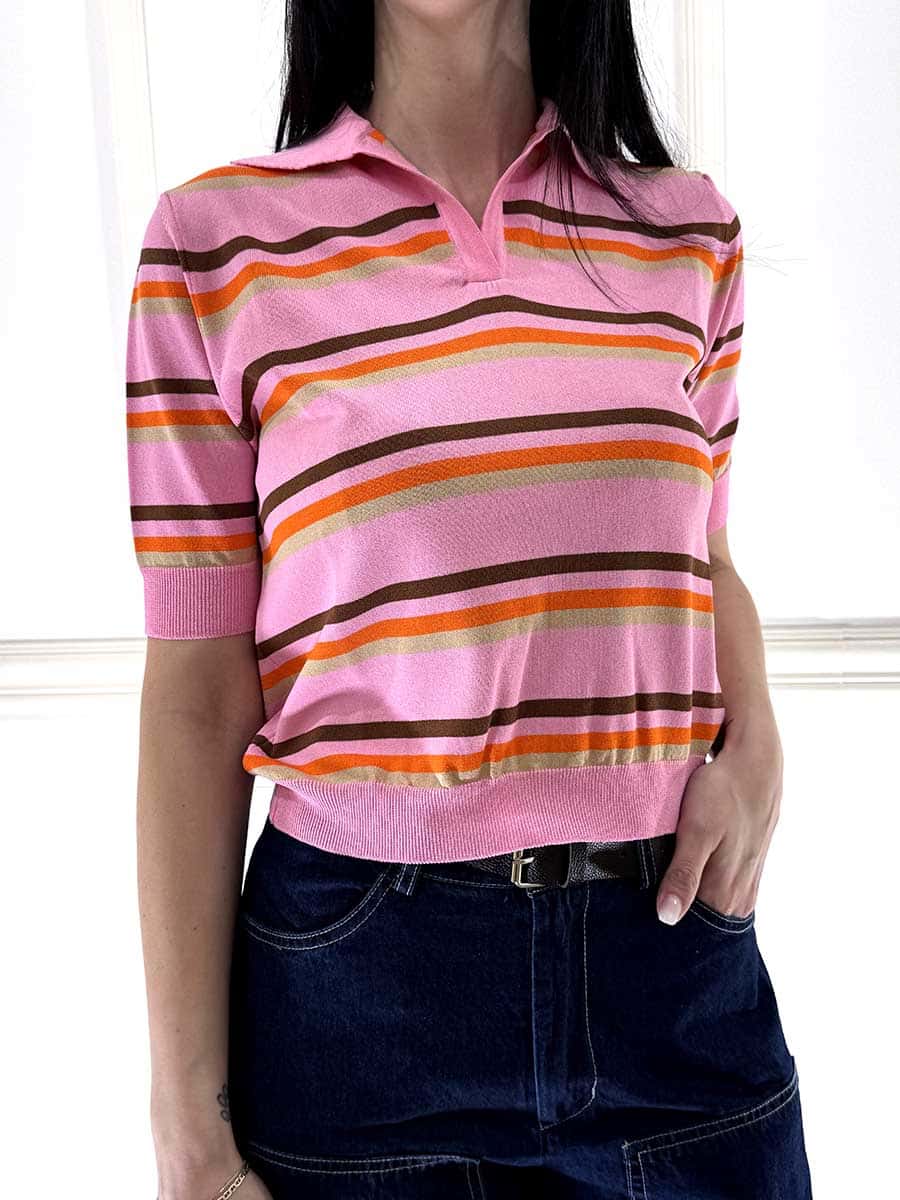 POLO A RIGHE ART. PA5563 - TENSIONE IN - ROSA