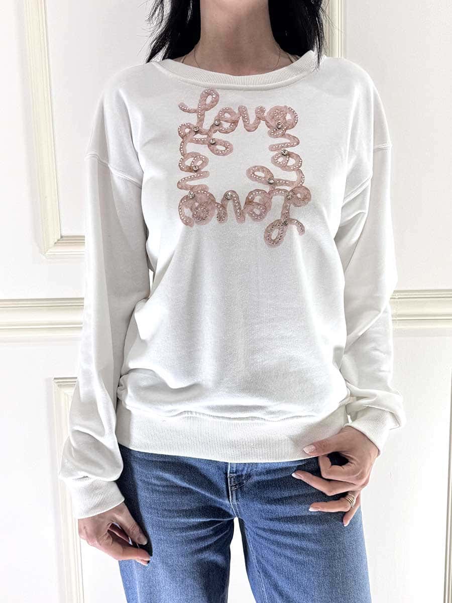 FELPA CON SCRITTA ART. 26M3849 - MOTEL - BIANCO