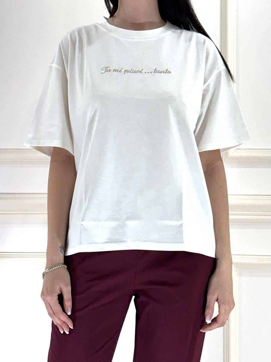 T-SHIRT CON SCRITTA ART. 121691 - SUSY MIX - BEIGE