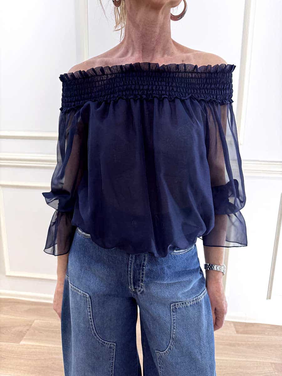 BLUSA SCOLLO SHIFFER ART. C10295AT - TENSIONE IN - Blu