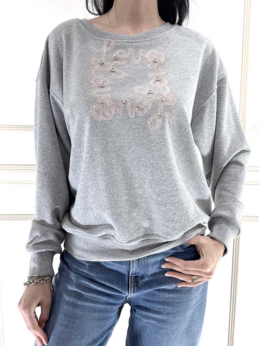 FELPA CON SCRITTA ART. 26M3849 - MOTEL - GRIGIO