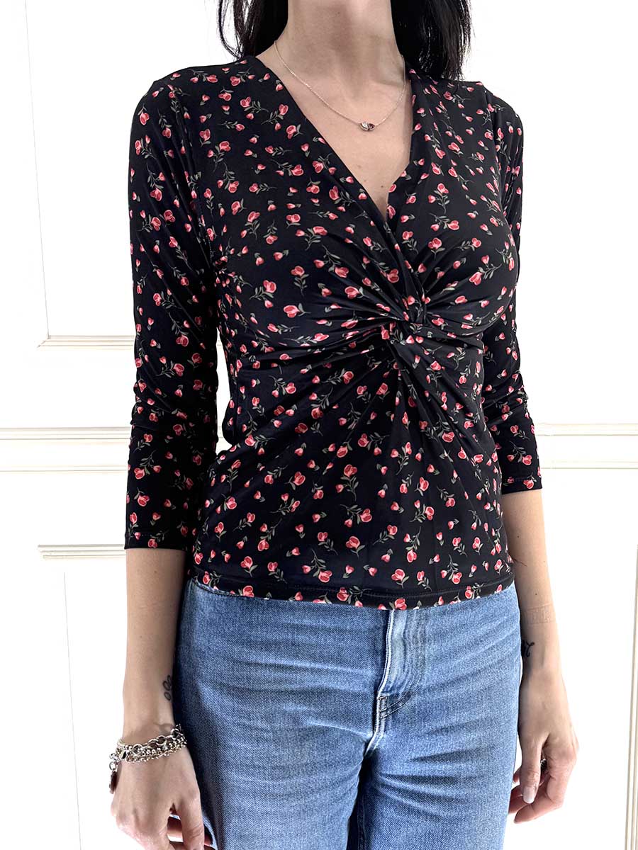MAGLIA NODO FIORI ART. LM6091GX - SUSY MIX - NERO