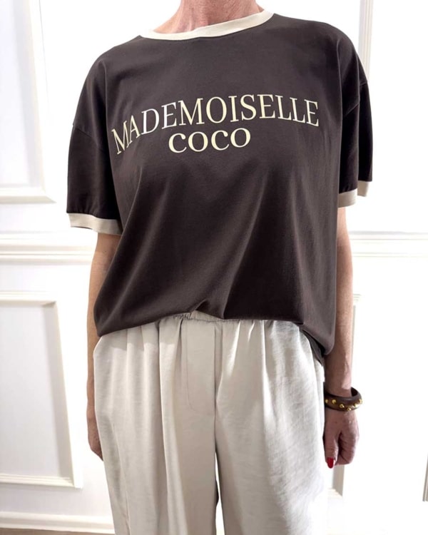 T-SHIRT CON SCRITTA ART. 26M4747 - TENSIONE IN - MORO/BEIGE