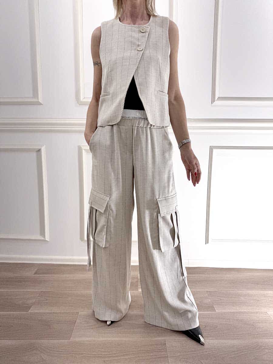 PANTALONE CARGO GESSATO ART. S26P840 - TENSIONE IN