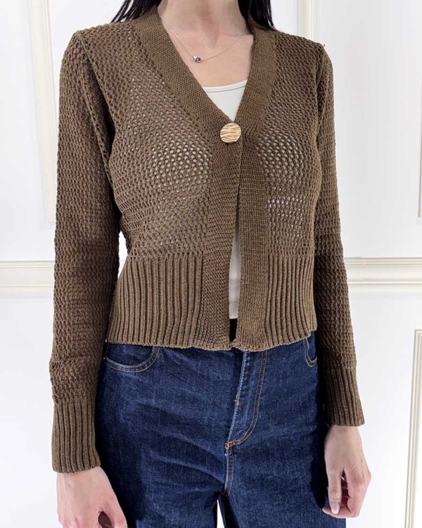 CARDIGAN TRAFORATO ART. 26216 - SUSY MIX - CACAO