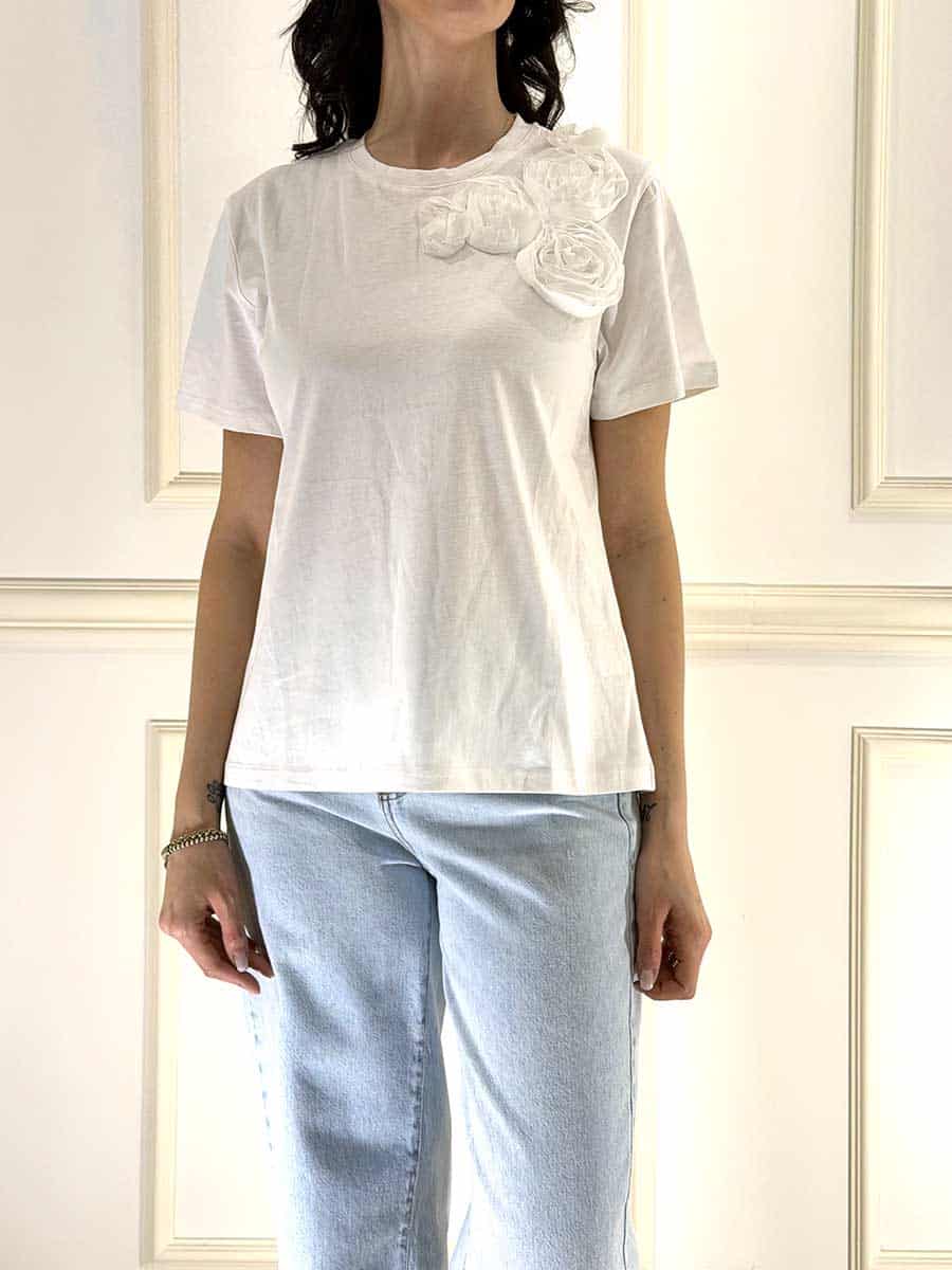 T-SHIRT ROSE ART. 12070 - SUSY MIX - BIANCO