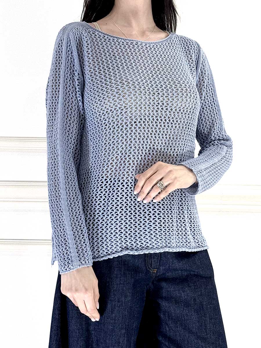 MAGLIA BARCHETTA TRAFORATA ART. 61120 - SUSY MIX - CELESTE