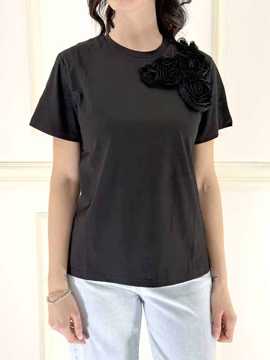 T-SHIRT ROSE ART. 12070 - SUSY MIX - NERO